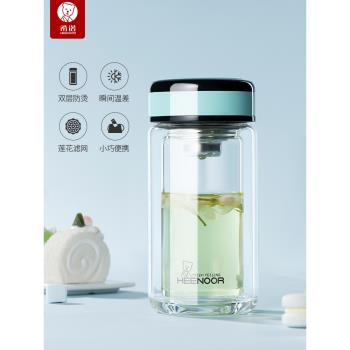 希諾玻璃杯雙層茶杯杯子高顏值耐高精緻食品級女士輕奢高階感水杯