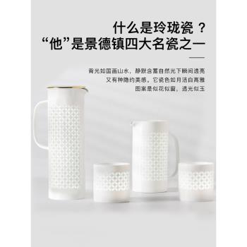 景德鎮陶瓷白瓷茶壺泡茶家用茶杯現代簡約大容量直筒水壺水具套裝