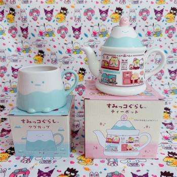原盒日本san-x角落生物富士山水杯陶瓷馬克杯茶壺復古酒店禮物
