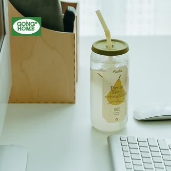 玻璃杯女生特別好看的冷飲杯家用耐高溫水杯帶蓋漂亮易拉罐吸管杯