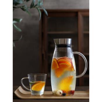 九土夏季玻璃冷水壺家用大容量涼水壺果汁壺日式耐高溫開水泡茶壺