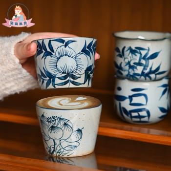 璽聞樂見景德鎮青花陶瓷杯手工復古咖啡杯茶杯手繪拉花杯手握水杯
