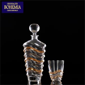 捷克進口BOHEMIA水晶玻璃威士忌杯螺旋酒樽酒壺家用洋酒杯啤酒杯