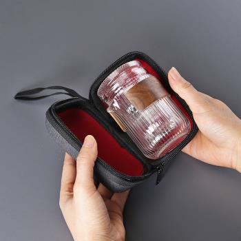 防燙茶水分離快客杯一壺兩杯玻璃便攜式旅行功夫茶具套裝簡約商務