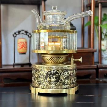 精品空氣燈復古茶燈 中式煤油燈煮茶爐 工夫茶煮水銅茶器廠家古焰