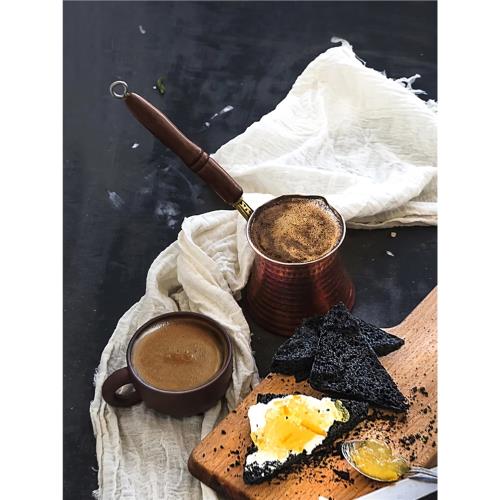 土耳其咖啡壺銅原裝進口純手工明火煮咖啡壺加厚掛耳木柄防燙隔熱