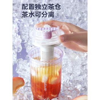 愛仕達夏季水杯咖啡杯女便攜隨行隨手杯帶吸管耐高溫tritan杯子