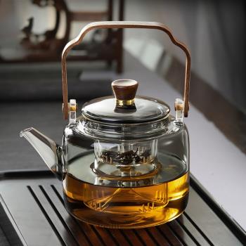 煮茶壺提樑玻璃燒水壺電陶爐套裝新款耐高溫泡茶壺家用蒸煮茶器