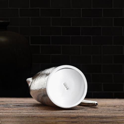銀食器 足銀999 純銀 中国 茶器 酒器 足銀999手工純銀酒壺分酒器白酒杯高腳杯清酒杯家用功夫酒具套裝|家用酒