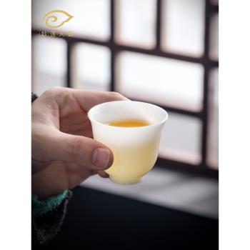 妙蓮天香德化冰種玉陶瓷中式純白品茗杯喝茶功夫茶杯客杯單杯茶具