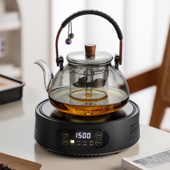 玻璃茶壺耐高溫泡茶壺家用大容量電陶爐專用煮茶壺蒸煮兩用提樑壺