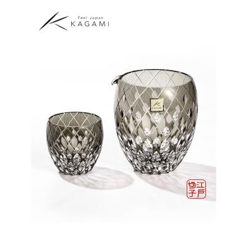 日本進口KAGAMI江戶切子遠雷威士忌杯日式酒具手工水晶玻璃洋酒杯
