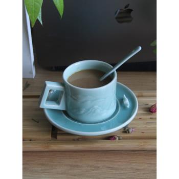 特價咖啡杯設計師款高檔精緻掛耳杯龍泉青瓷個性創意馬克杯送禮