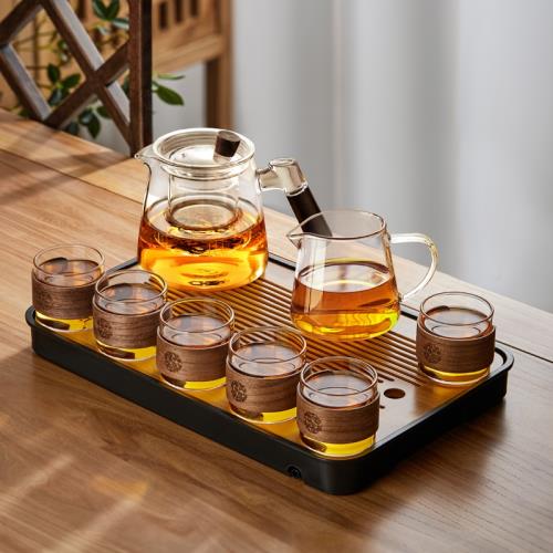 泡茶玻璃茶具套裝家用耐高溫喝茶功夫茶具新款茶杯茶盤泡茶壺整套