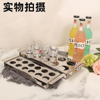 不銹鋼長方形子彈杯架杯烈酒杯小酒杯架杯架 子彈酒杯架 KTV酒吧