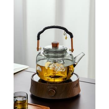 耐高溫茶壺家用大容量煮茶壺玻璃蒸煮兩用泡茶壺提樑壺電陶爐專用