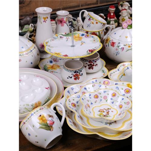 硬瓷釉下彩VB春季花卉花朵餐盤深盤碗花盆花瓶馬克杯水杯咖啡杯