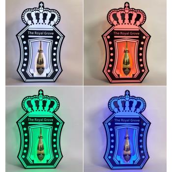LED七彩發光皇冠酒座酒吧KTV出酒道具夜場香檳紅酒展示架充電酒架