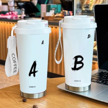 姓氏字母咖啡杯保溫杯316不銹鋼大容量水杯高顏值便攜隨行保冷杯