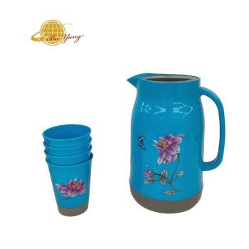 塑膠便宜水壺套裝1.5L咖啡壺加4杯非洲水壺套裝新品