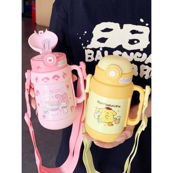 美樂蒂兒童保溫水杯女孩幼兒園2024新款吸管杯子學生上學專用便攜
