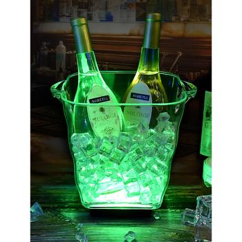 發光冰桶酒吧LED啤酒桶KTV商用高顏值亞克力透明冰鎮紅酒桶香檳桶