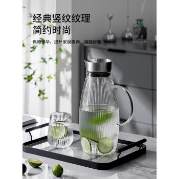 冷水壺玻璃耐高溫家用涼水壺水杯套裝透明高階扎壺大容量加厚茶壺