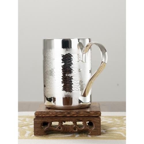 日本進口泡茶杯銀川堂純手工銀杯中式辦公室水杯男士馬克杯禮品杯|茶杯