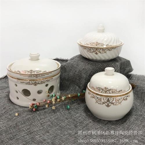酒店餐具金花陶瓷酒精加熱爐保溫爐暖菜爐鮑翅盅