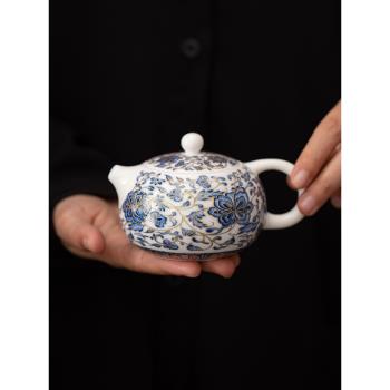 唐豐茶壺泡茶家用青花白瓷西施壺單個一人飲功夫茶具高檔防燙茶器