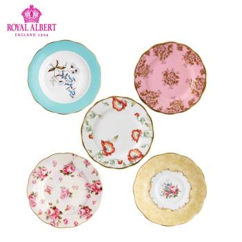 Royal Albert 皇家阿爾伯特 1950-1990年新鎮玫瑰骨瓷餐盤五件套