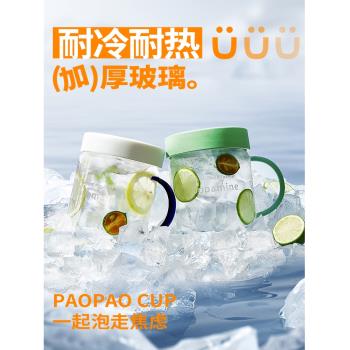 木笙玩物高顏值玻璃水杯大容量馬克杯子帶蓋咖啡牛奶吸管杯辦公室