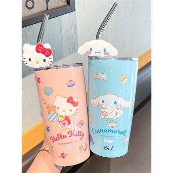 MINISO名創優品hellokitty保溫保冷杯子不銹鋼三麗鷗直飲吸管杯