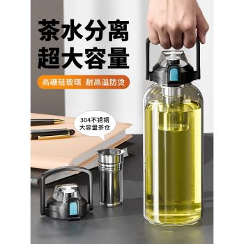 捷安璽高硼矽玻璃杯男女士水杯大容量戶外水壺茶水分離杯子泡茶杯