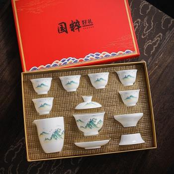羊脂玉德化白瓷功夫茶具套裝家用高檔輕奢辦公室茶壺茶杯蓋碗陶瓷