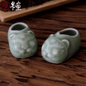 玄關鑰匙收納擺件小ins創意可愛桌面茶室景德鎮陶瓷青瓷車載裝飾