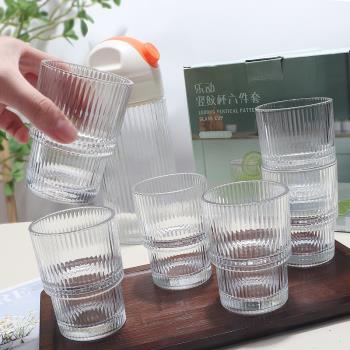 新品可疊玻璃杯套裝冷水壺自動開合大容量飲料果汁家用涼水壺