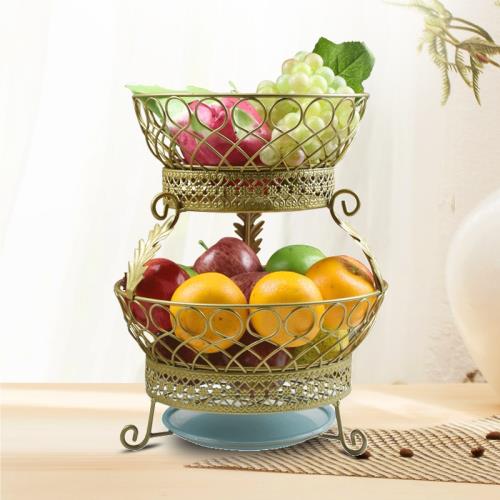 客廳家用大容量兩層水果籃創意時尚歐式果盤簡約現代瀝水籃收納籃