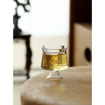 悅本堂玻璃猴魁綠茶杯女性專用家用泡茶杯高腳杯耐熱品茗杯高足杯