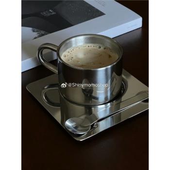 Shinymomo北歐風格設計金屬咖啡杯碟ins簡約咖啡套裝ins博主餐具