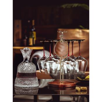 高檔輕奢勃艮第紅酒杯家用水晶玻璃高腳葡萄酒杯子醒酒器套裝