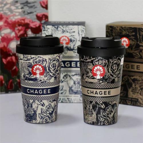 新款霸王茶姬316L保溫杯茶馬古道咖啡杯不銹鋼黑金杯聯名款樂扣