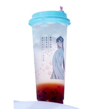 90口徑中國古風一次性奶茶塑膠杯子果汁飲料杯500700ML不帶蓋封口