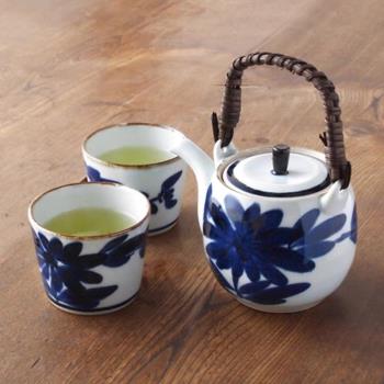 日本進口波佐見燒陶瓷茶壺茶杯手繪日式釉下彩藤編把手復古風