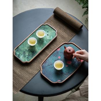 胡桃木託盤 雲紗茶席茶盤布復古幹泡臺壺託茶具收納盤小型茶臺