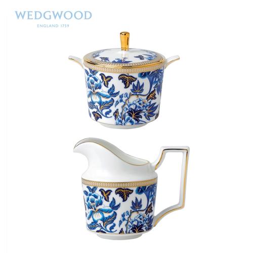Wedgwood威基伍德Hibiscus芙蓉骨瓷糖缸奶缸套裝 高端歐式咖啡具