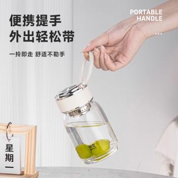 茶杯女士個人專用玻璃杯隨身攜帶高顏值玻璃泡茶杯耐熱防爆耐高溫