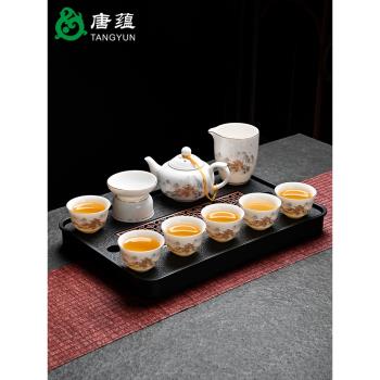 羊脂玉白瓷高檔茶具套裝功夫茶杯家用辦公防燙蓋碗茶壺整套禮盒裝