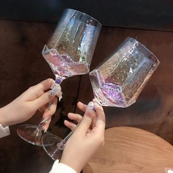 德國Canim Kalse 水晶葡萄酒紅酒杯水鉆奢華炫彩高腳杯彩虹玻璃杯