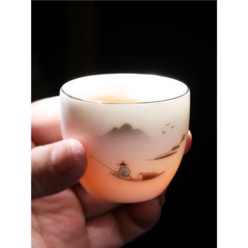 茶杯陶瓷功夫個人主人杯小號高檔玻璃茶碗小茶碗6只裝4羊脂玉白瓷